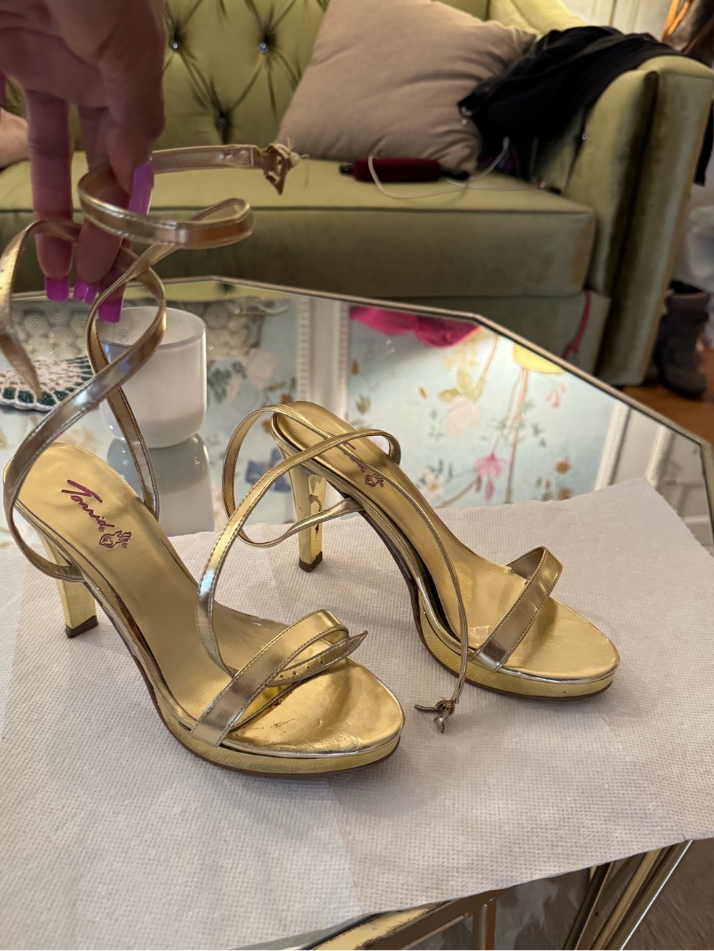 torrid Gold Metallic Wrap-Strap High Heel Sandals